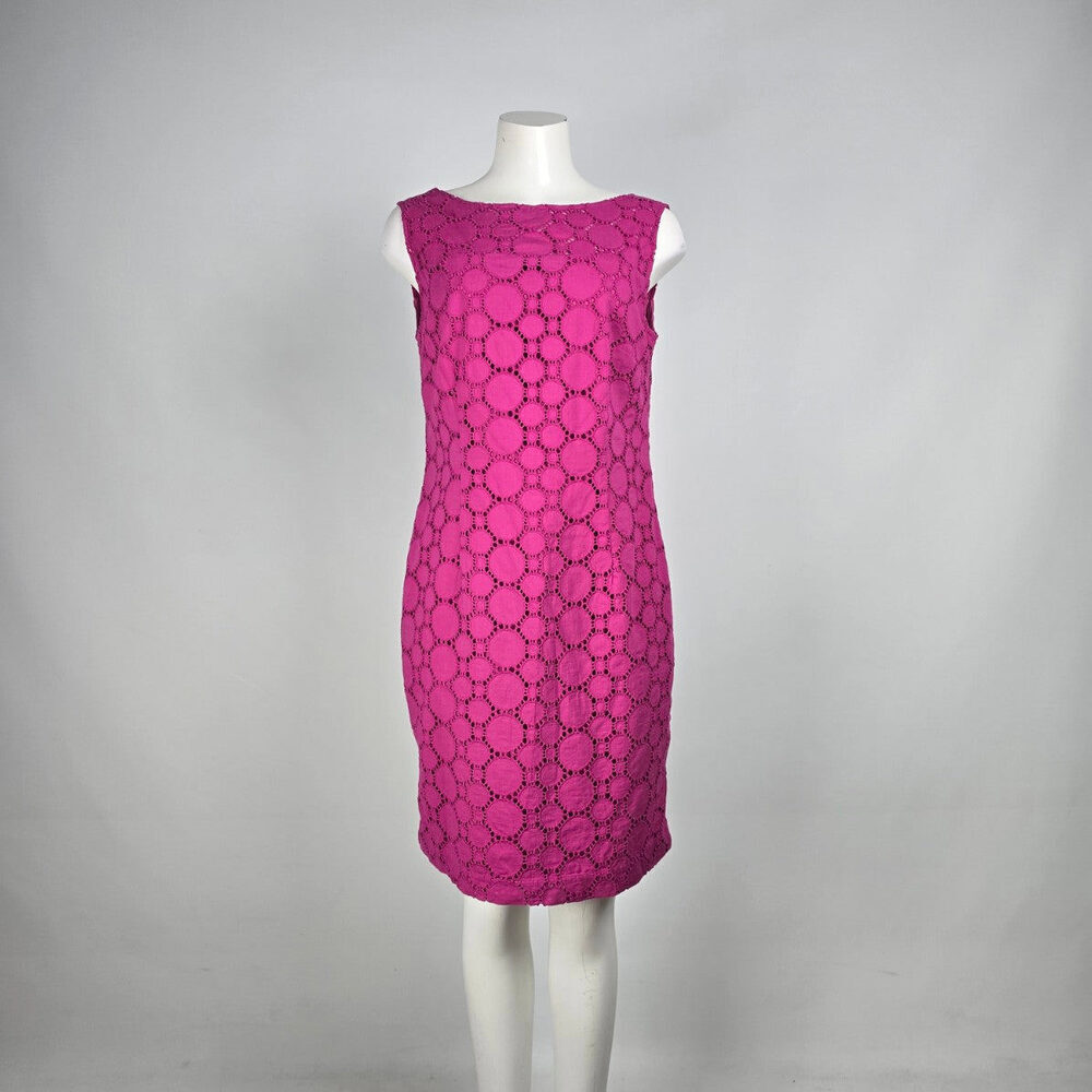 Cleo Petites Pink Eeylet Cotton Shift Dress Size 10